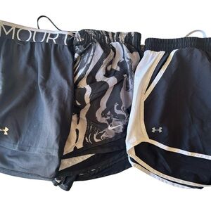 Womens Size L Under Armour and Nike Black and Gray Shorts Set